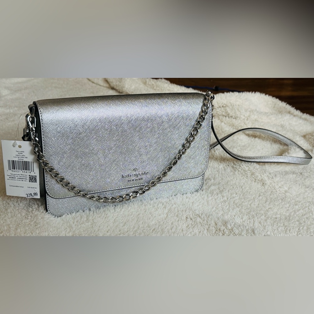 kate spade Metallic Silver Chain-strap Crossbody